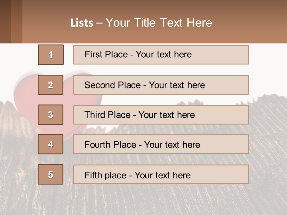 A Red Heart Sitting On Top Of A Wooden Table PowerPoint Template
