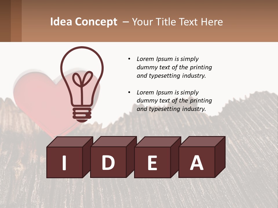 A Red Heart Sitting On Top Of A Wooden Table PowerPoint Template