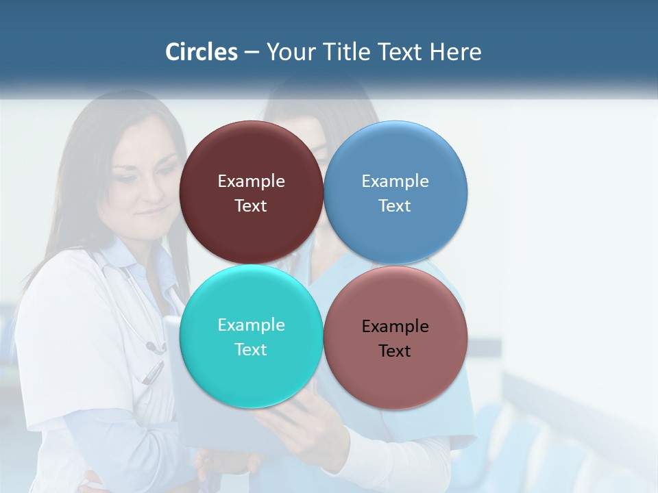 Two Women In Scrubs Are Looking At A Tablet PowerPoint Template