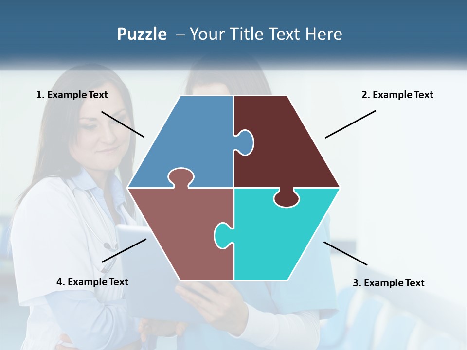 Two Women In Scrubs Are Looking At A Tablet PowerPoint Template