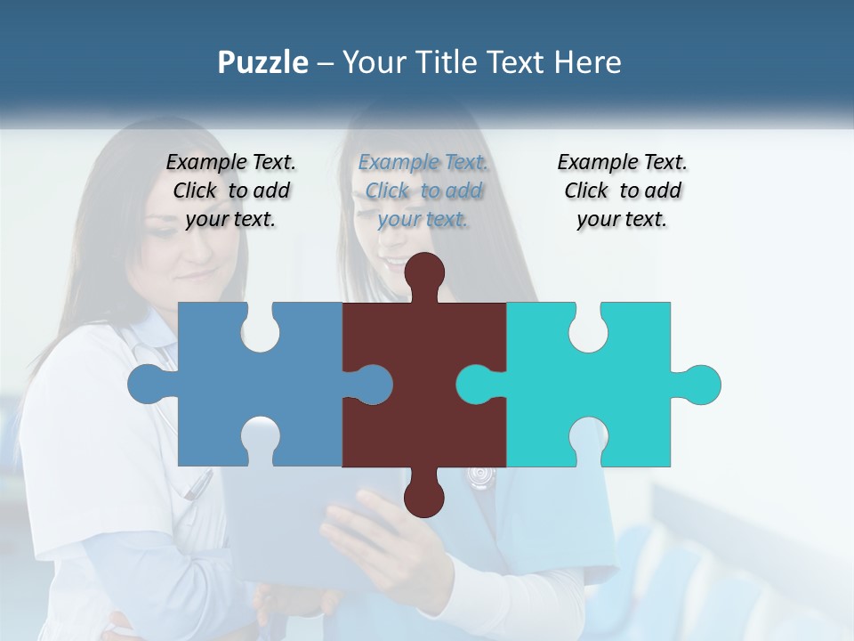 Two Women In Scrubs Are Looking At A Tablet PowerPoint Template