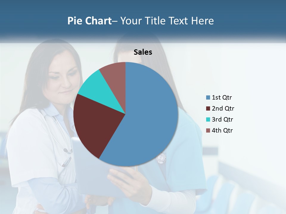 Two Women In Scrubs Are Looking At A Tablet PowerPoint Template