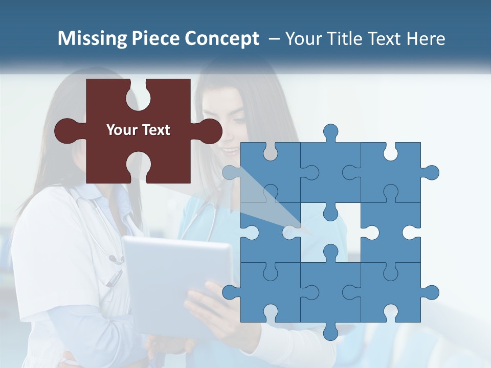 Two Women In Scrubs Are Looking At A Tablet PowerPoint Template