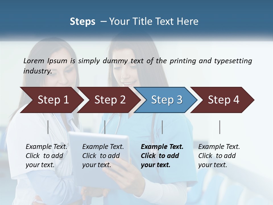 Two Women In Scrubs Are Looking At A Tablet PowerPoint Template