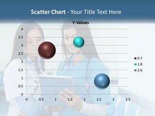 Two Women In Scrubs Are Looking At A Tablet PowerPoint Template