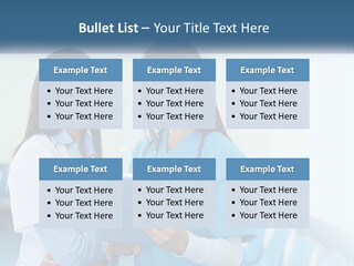 Two Women In Scrubs Are Looking At A Tablet PowerPoint Template