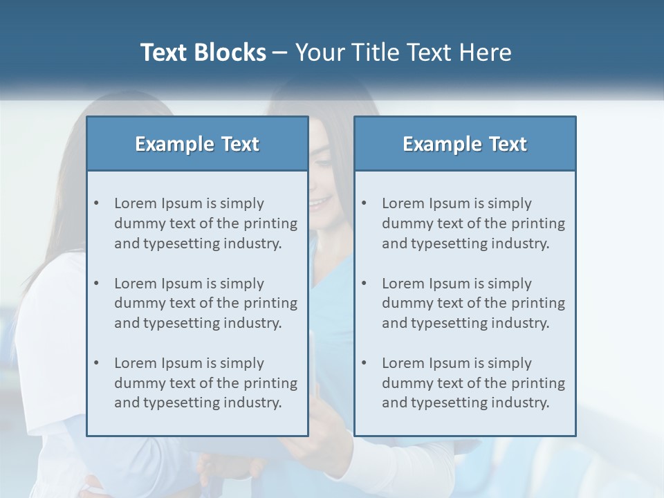 Two Women In Scrubs Are Looking At A Tablet PowerPoint Template