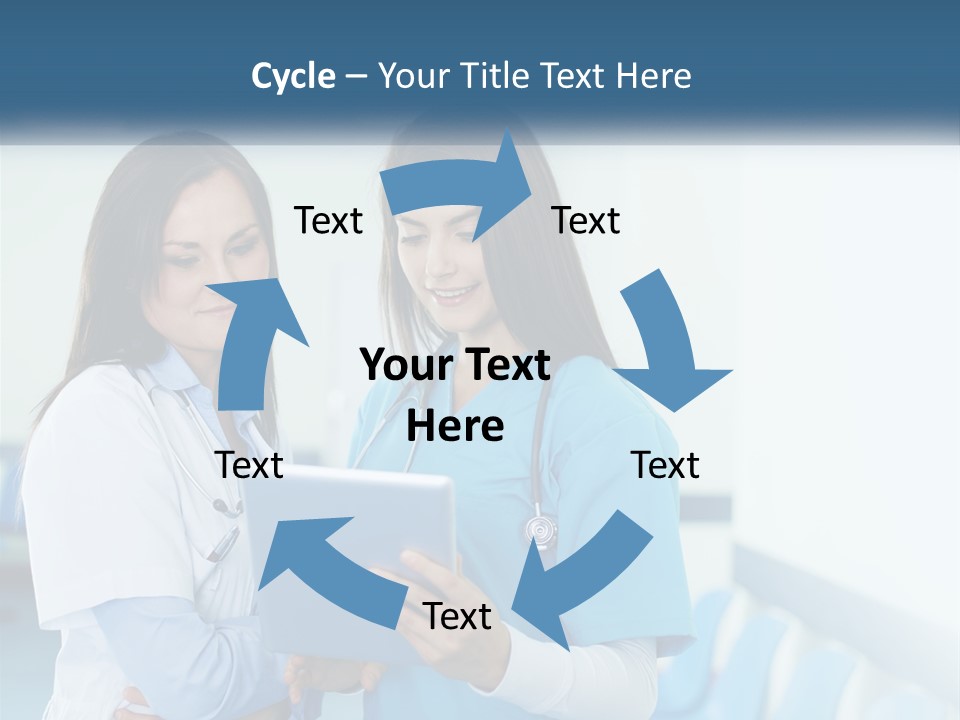 Two Women In Scrubs Are Looking At A Tablet PowerPoint Template
