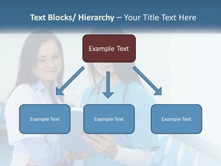 Two Women In Scrubs Are Looking At A Tablet PowerPoint Template