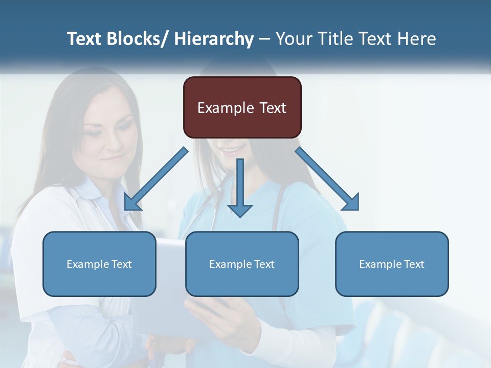 Two Women In Scrubs Are Looking At A Tablet PowerPoint Template