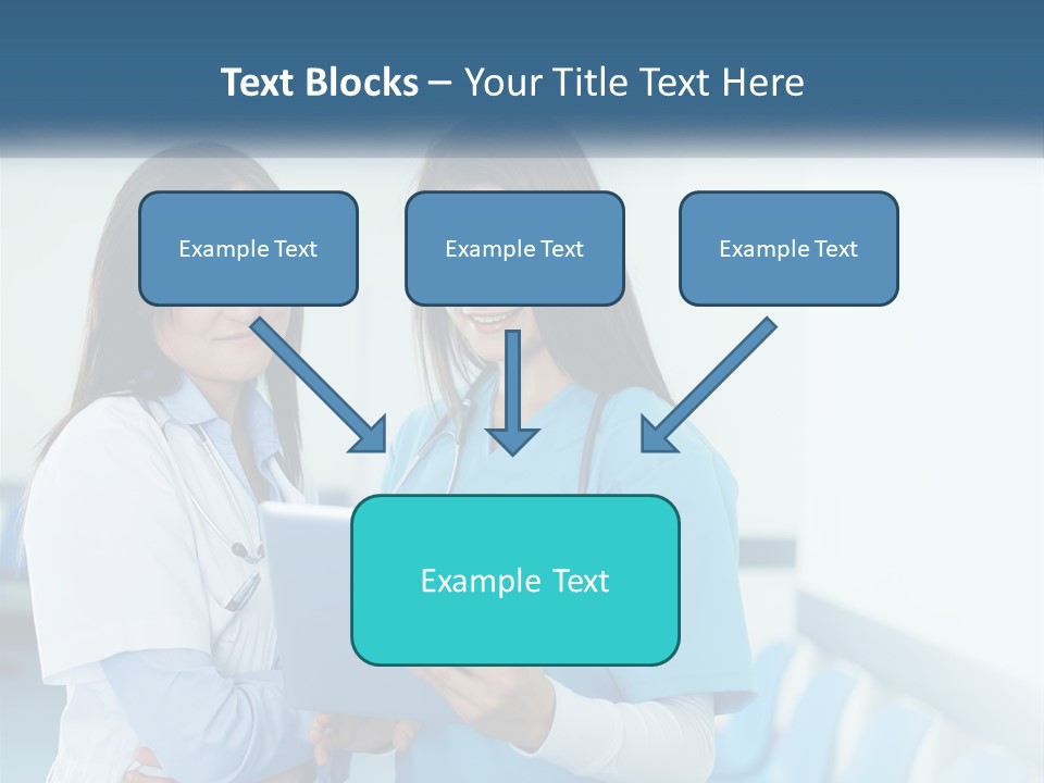 Two Women In Scrubs Are Looking At A Tablet PowerPoint Template