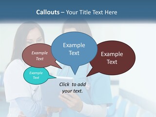 Two Women In Scrubs Are Looking At A Tablet PowerPoint Template