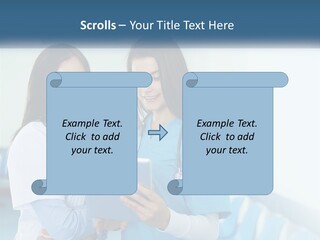 Two Women In Scrubs Are Looking At A Tablet PowerPoint Template