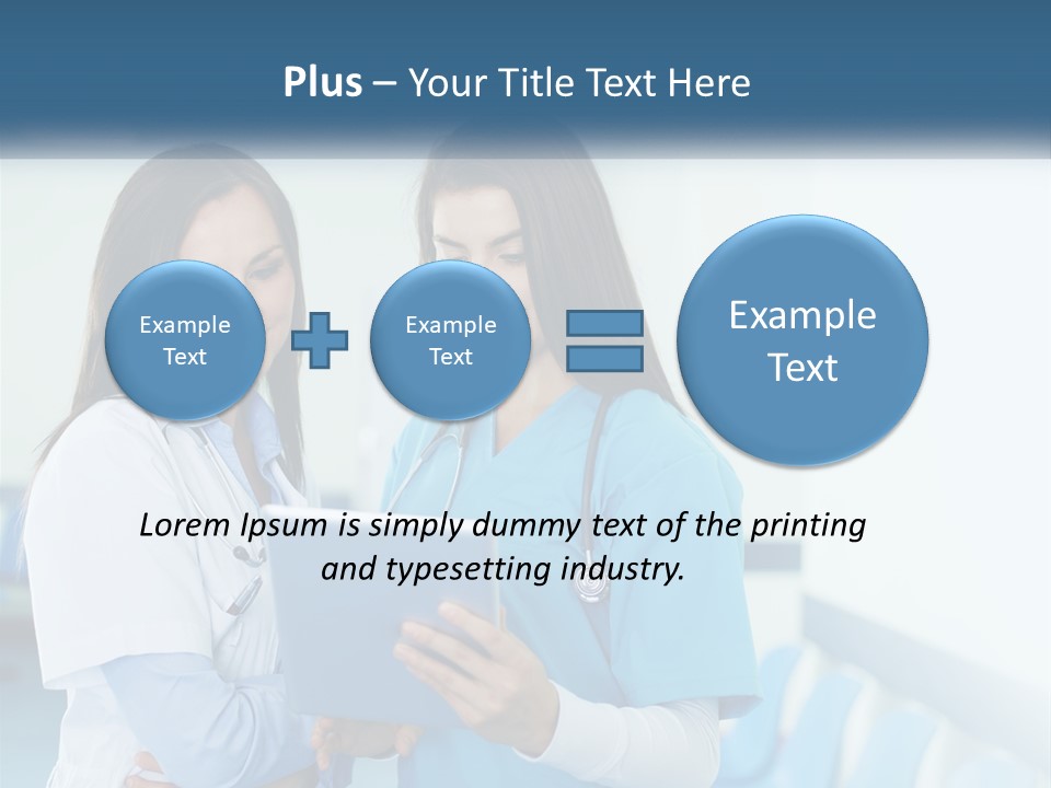 Two Women In Scrubs Are Looking At A Tablet PowerPoint Template