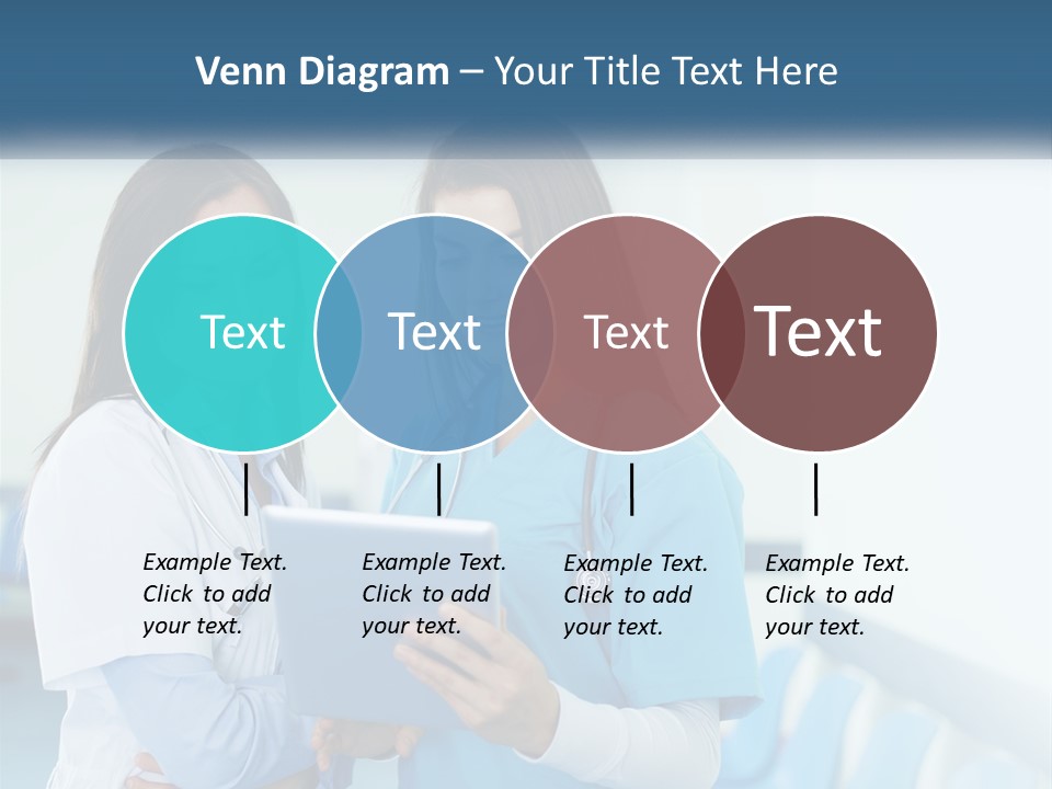 Two Women In Scrubs Are Looking At A Tablet PowerPoint Template