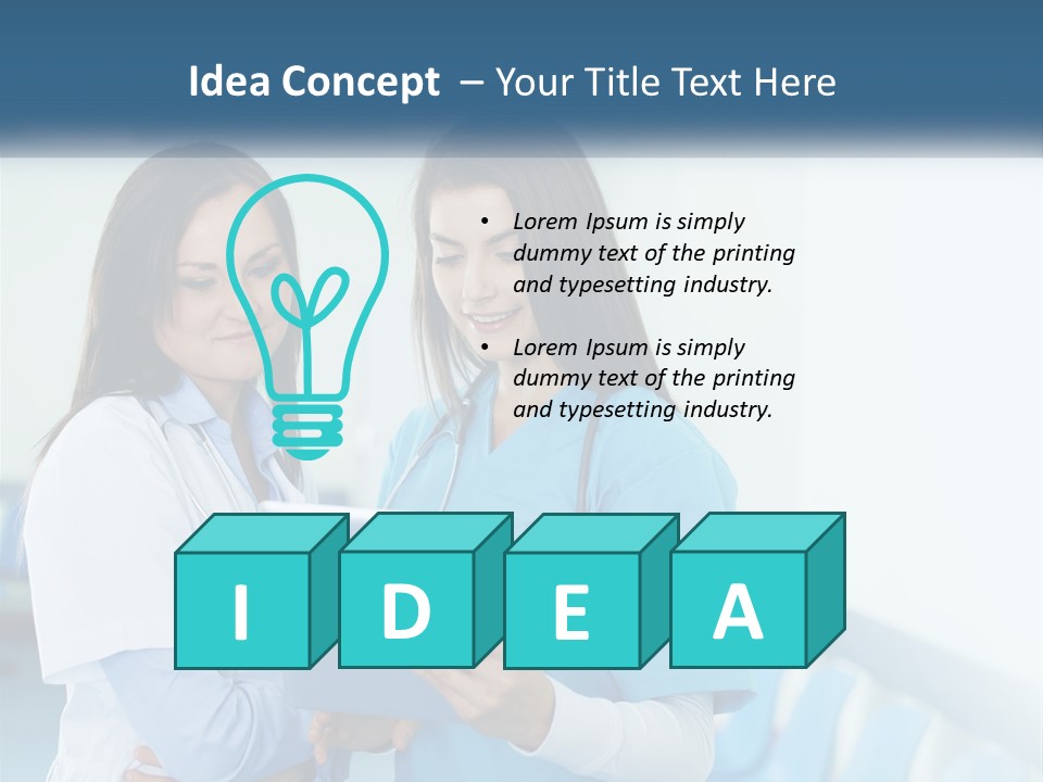 Two Women In Scrubs Are Looking At A Tablet PowerPoint Template