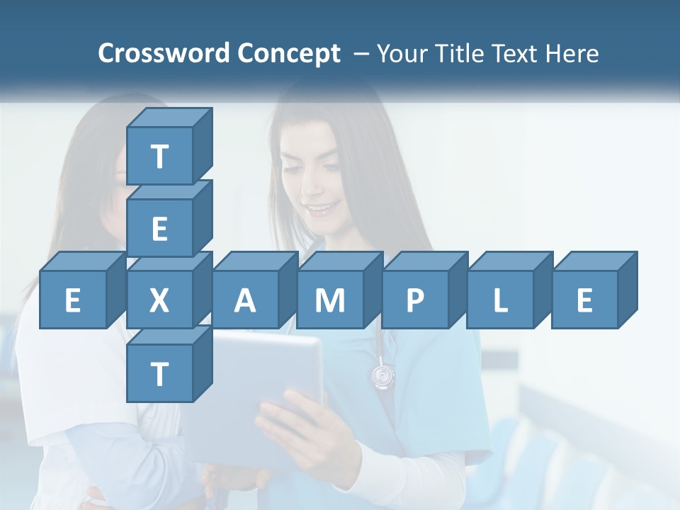 Two Women In Scrubs Are Looking At A Tablet PowerPoint Template