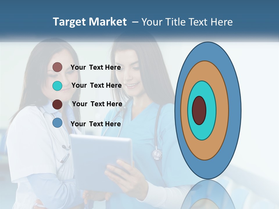 Two Women In Scrubs Are Looking At A Tablet PowerPoint Template