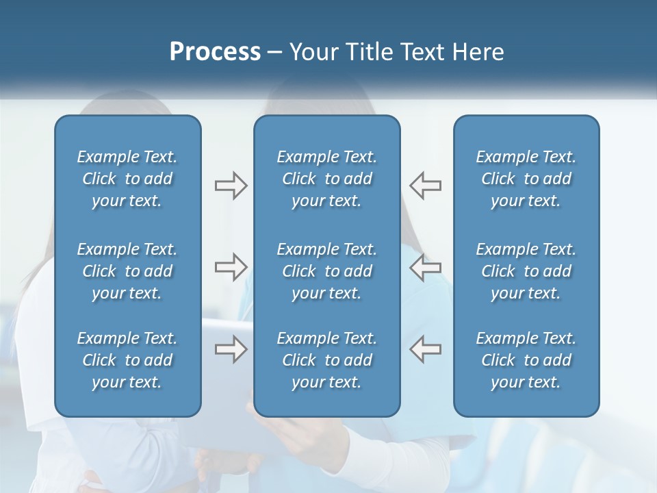 Two Women In Scrubs Are Looking At A Tablet PowerPoint Template