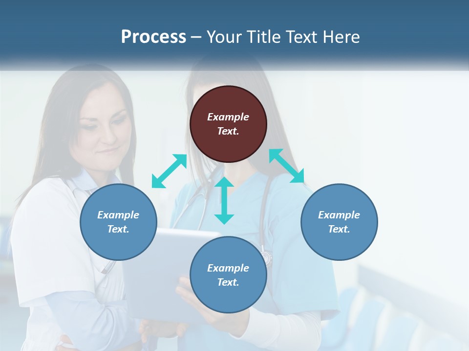 Two Women In Scrubs Are Looking At A Tablet PowerPoint Template