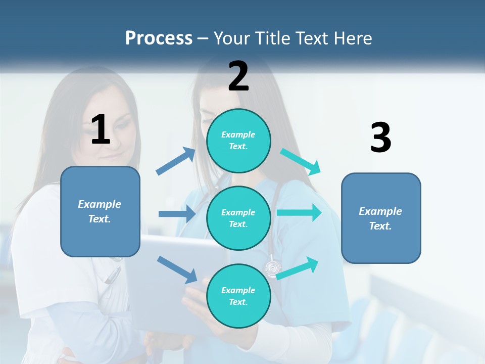 Two Women In Scrubs Are Looking At A Tablet PowerPoint Template