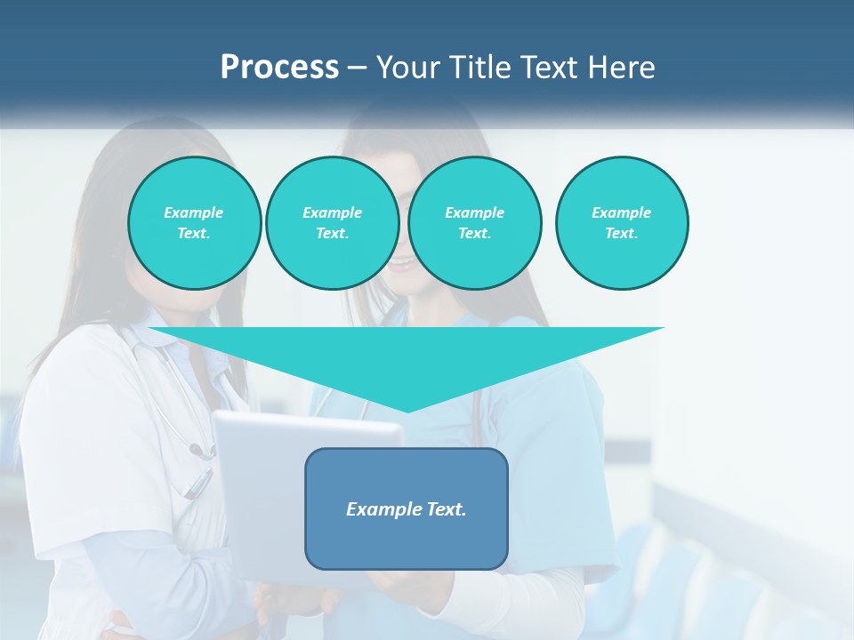 Two Women In Scrubs Are Looking At A Tablet PowerPoint Template