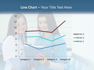 Two Women In Scrubs Are Looking At A Tablet PowerPoint Template