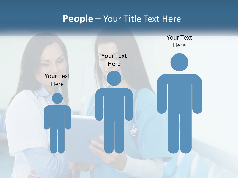 Two Women In Scrubs Are Looking At A Tablet PowerPoint Template