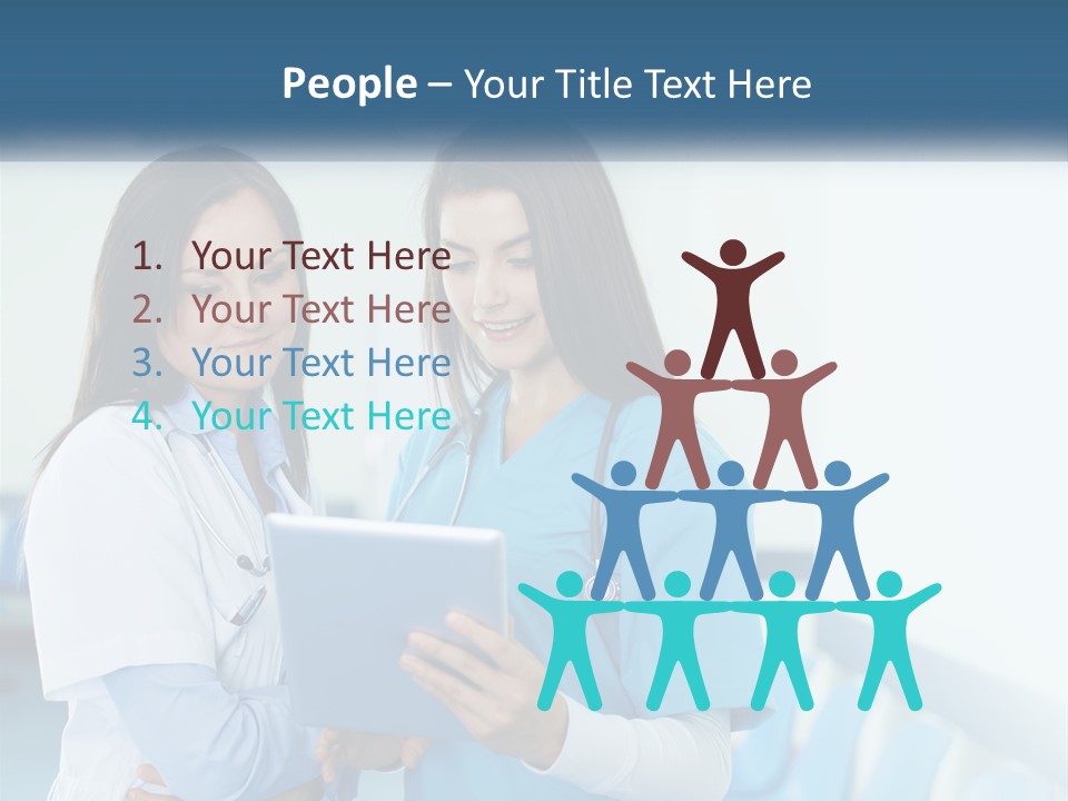 Two Women In Scrubs Are Looking At A Tablet PowerPoint Template