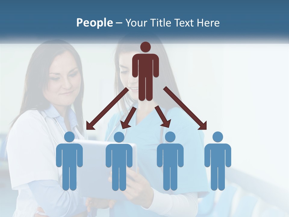 Two Women In Scrubs Are Looking At A Tablet PowerPoint Template