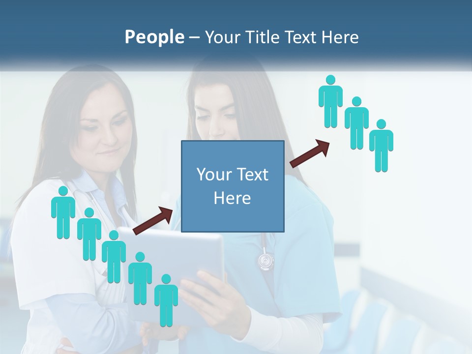 Two Women In Scrubs Are Looking At A Tablet PowerPoint Template