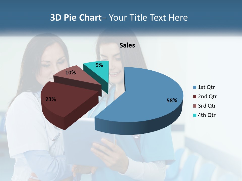 Two Women In Scrubs Are Looking At A Tablet PowerPoint Template