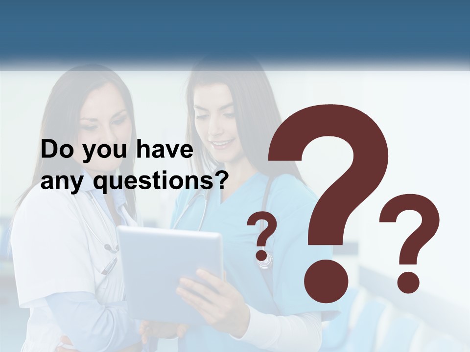 Two Women In Scrubs Are Looking At A Tablet PowerPoint Template