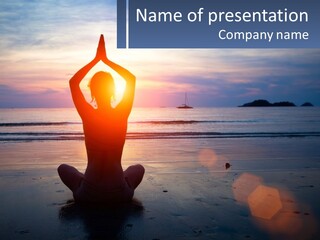 A Person Doing Yoga On The Beach At Sunset PowerPoint Template
