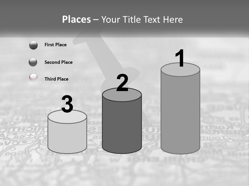 A Black And White Photo Of A Push Button On A Map PowerPoint Template