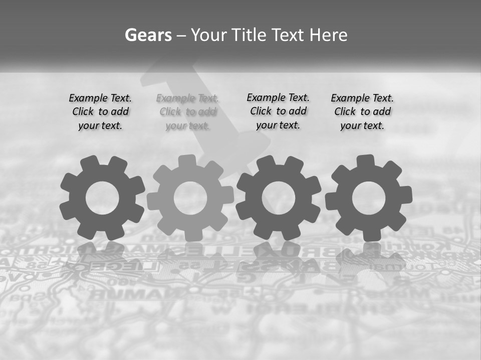 A Black And White Photo Of A Push Button On A Map PowerPoint Template