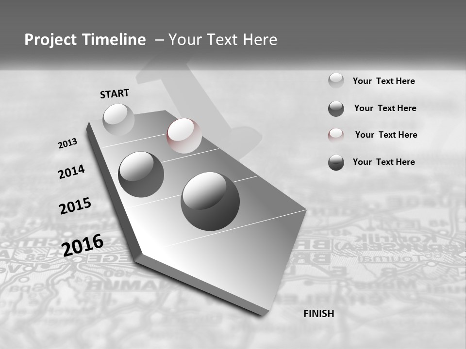 A Black And White Photo Of A Push Button On A Map PowerPoint Template