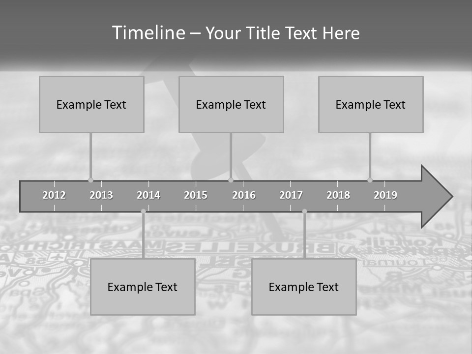 A Black And White Photo Of A Push Button On A Map PowerPoint Template
