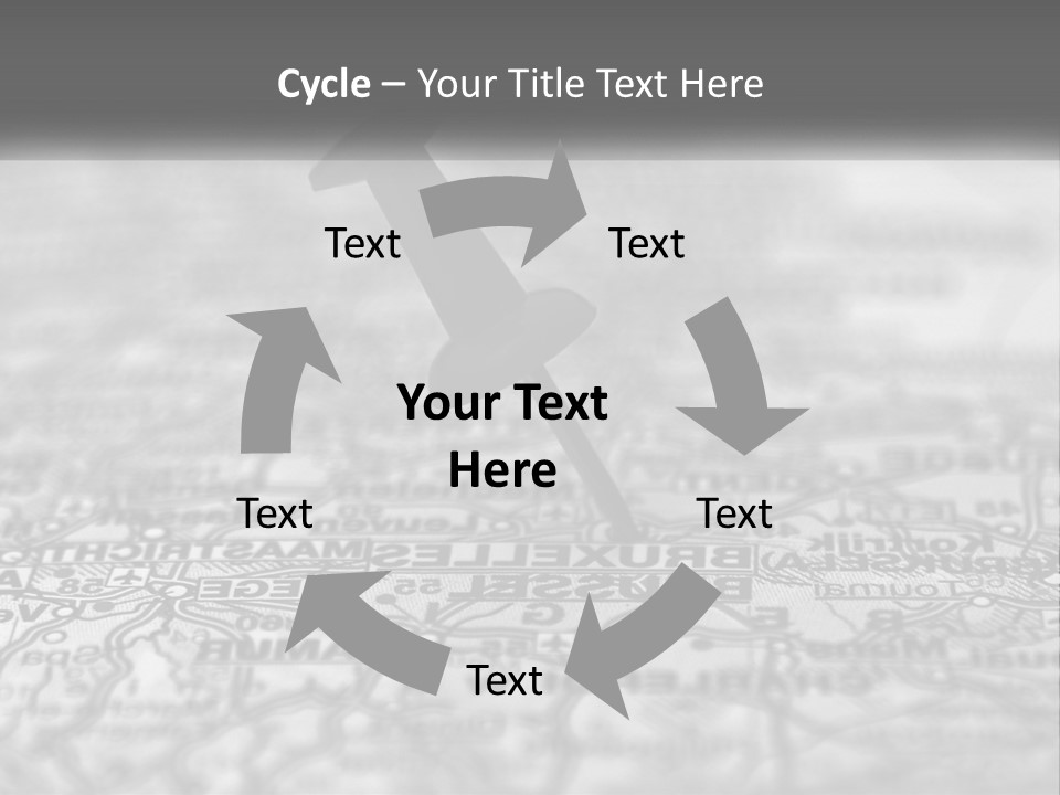A Black And White Photo Of A Push Button On A Map PowerPoint Template