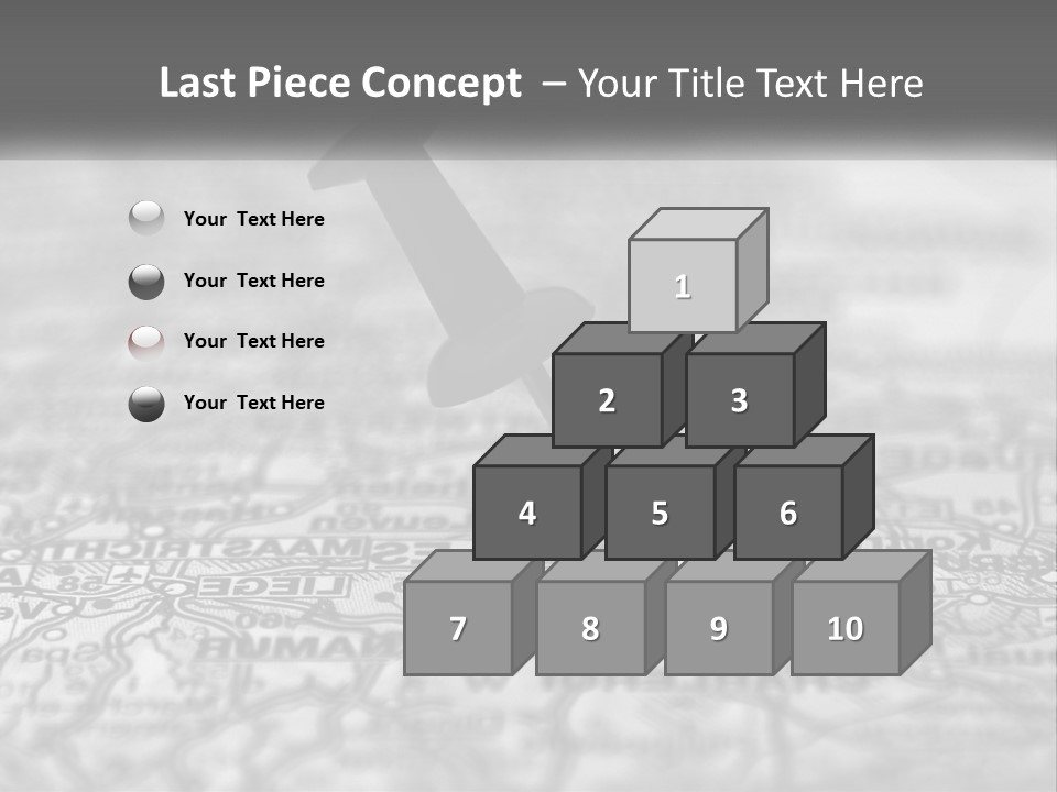 A Black And White Photo Of A Push Button On A Map PowerPoint Template