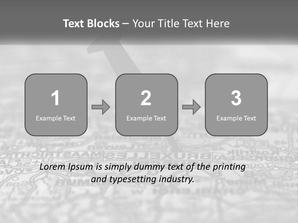 A Black And White Photo Of A Push Button On A Map PowerPoint Template
