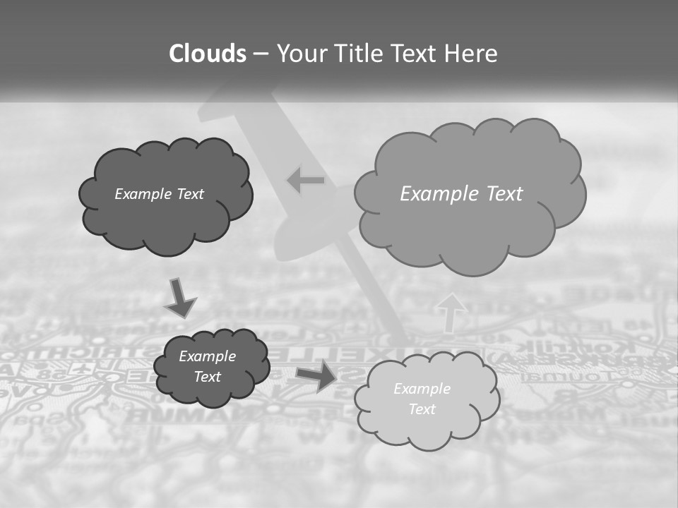 A Black And White Photo Of A Push Button On A Map PowerPoint Template