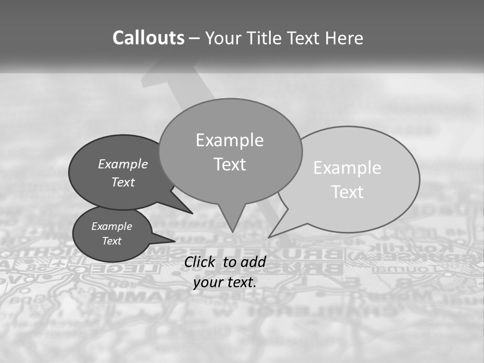 A Black And White Photo Of A Push Button On A Map PowerPoint Template