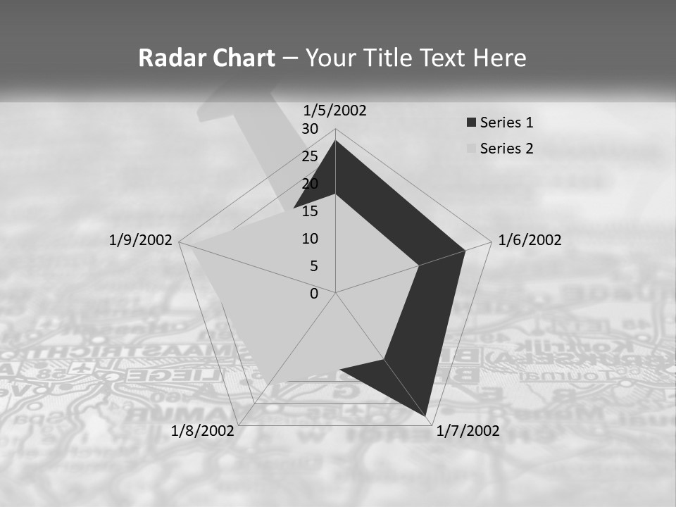A Black And White Photo Of A Push Button On A Map PowerPoint Template