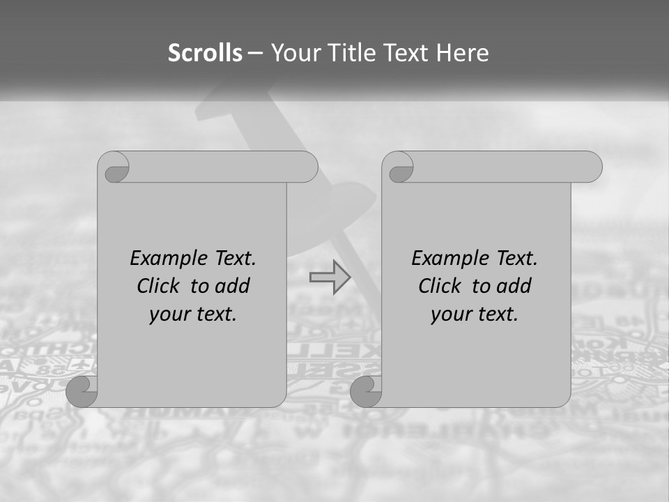 A Black And White Photo Of A Push Button On A Map PowerPoint Template