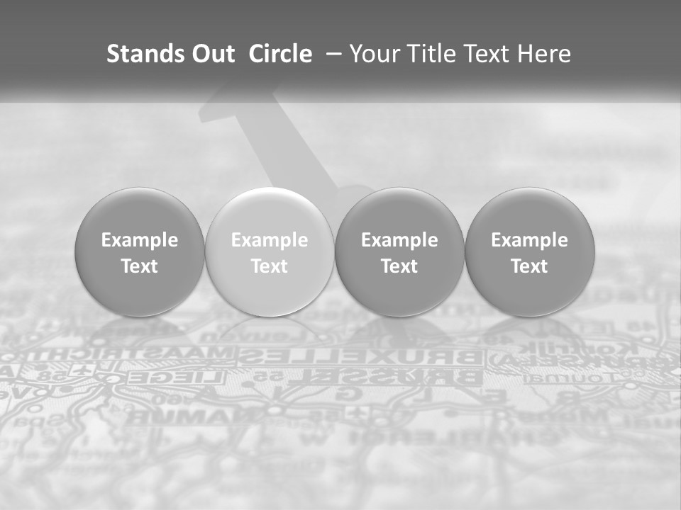 A Black And White Photo Of A Push Button On A Map PowerPoint Template