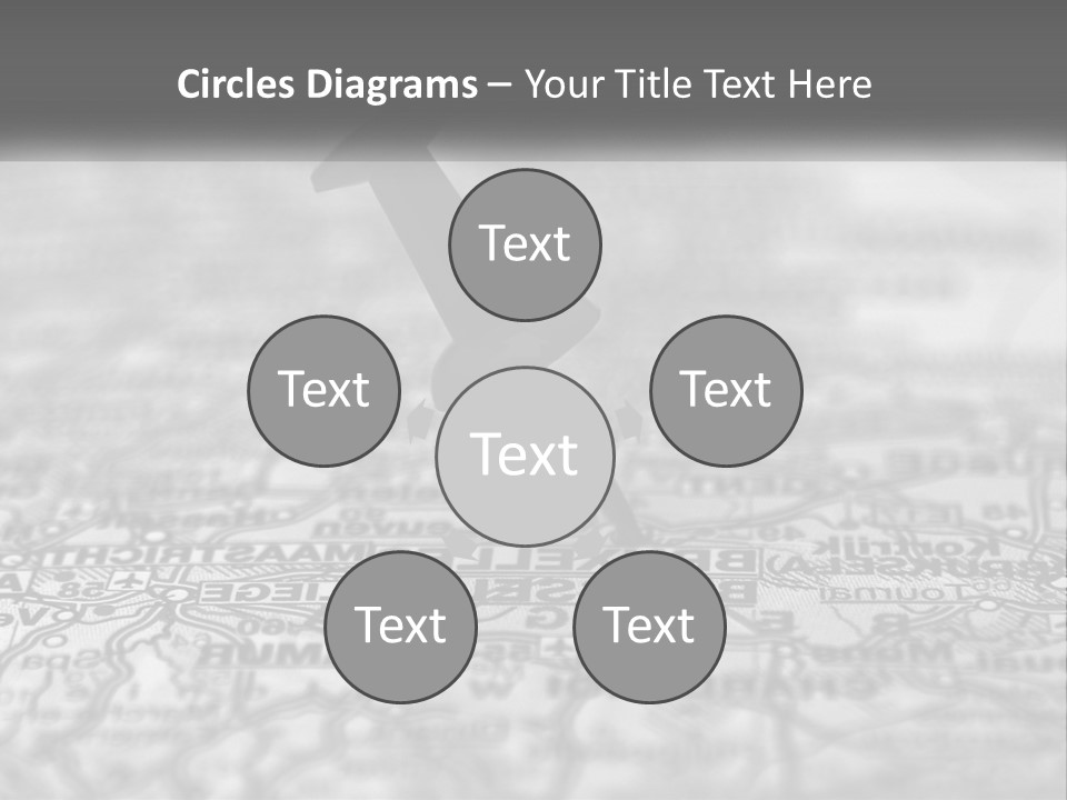 A Black And White Photo Of A Push Button On A Map PowerPoint Template