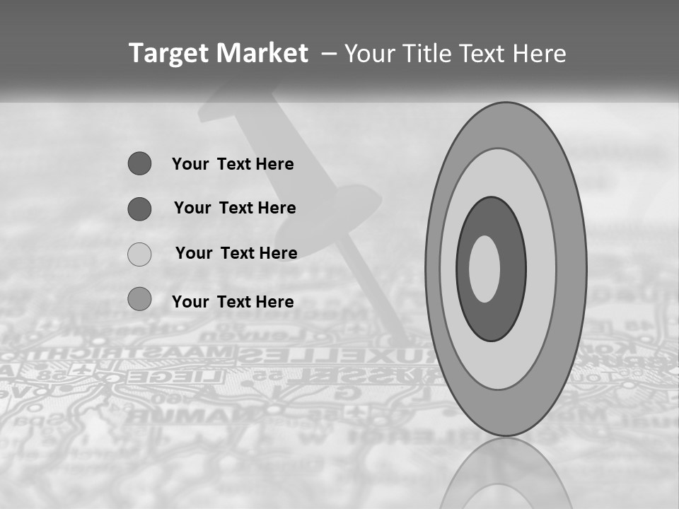 A Black And White Photo Of A Push Button On A Map PowerPoint Template