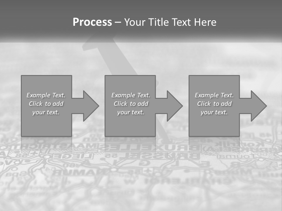A Black And White Photo Of A Push Button On A Map PowerPoint Template