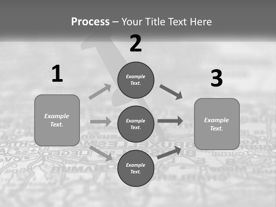 A Black And White Photo Of A Push Button On A Map PowerPoint Template